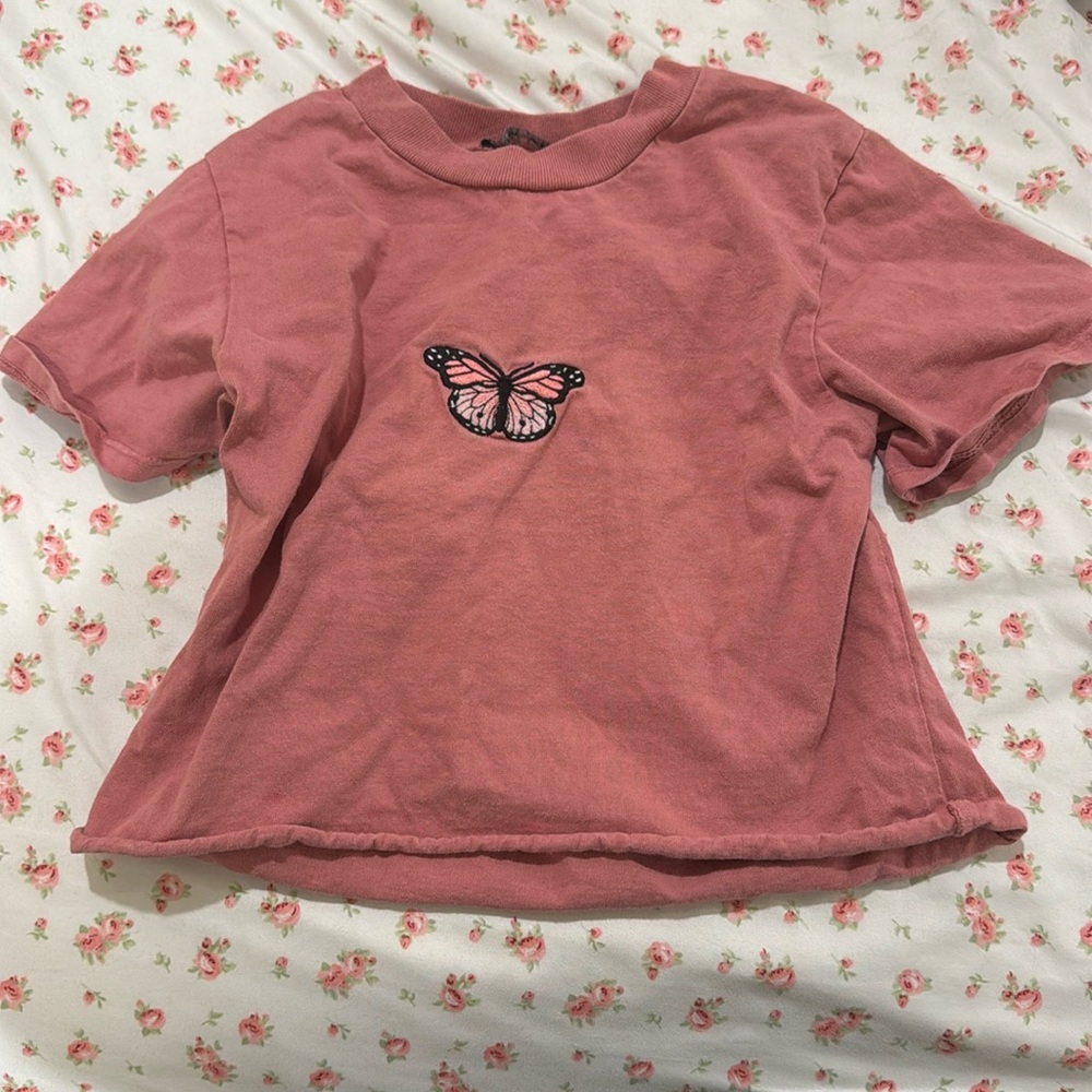 Brandy Melville Top | Pink Top with Butterfly